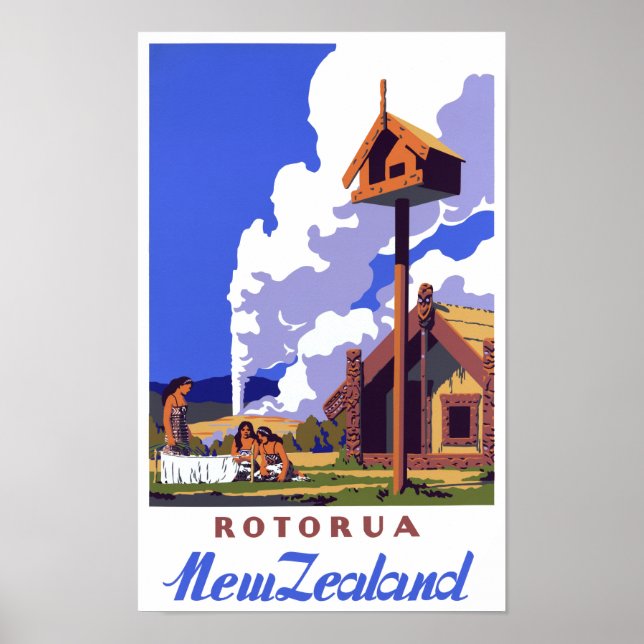 Nouvelle-Zélande Poster Vintage voyage restauré (Devant)