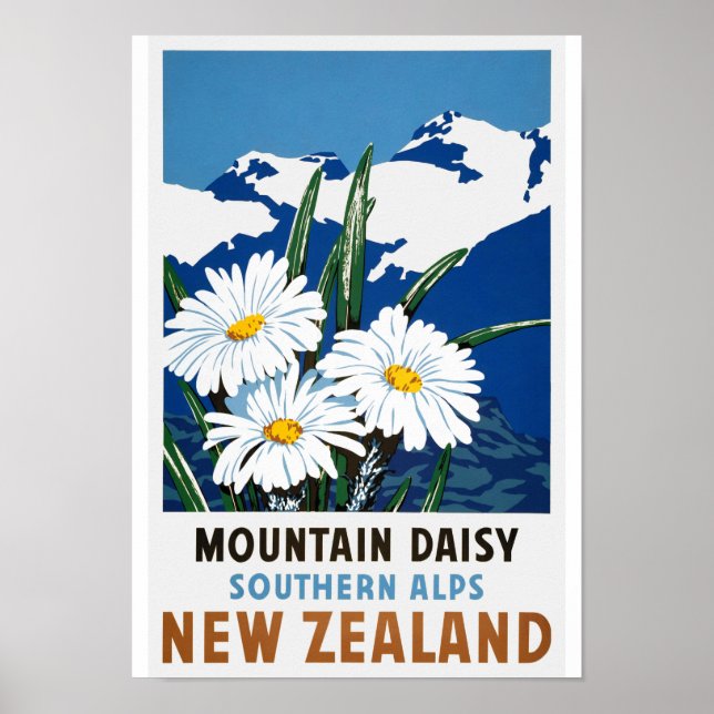 Nouvelle-Zélande Poster Vintage voyage restauré (Devant)
