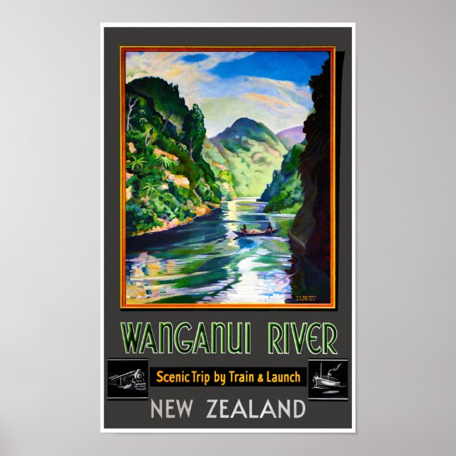Nouvelle-Zélande Wanganui River Poster vintage res (Devant)