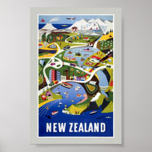 Nouvelle-Zélande Wellington Affiche de voyage vint