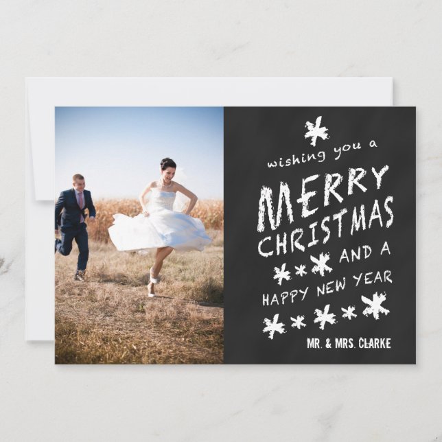 NOUVELLES WEDS CHALKBOARD PHOTO DE VACANCES CARTE  (Devant)