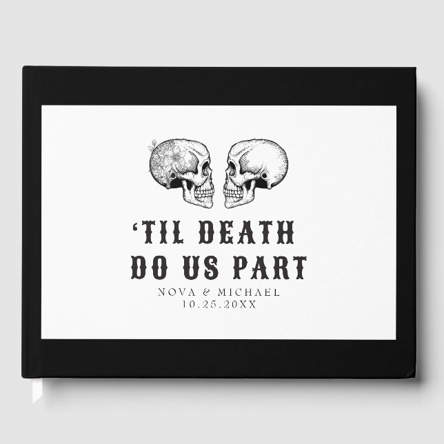 NOVA Gothic Floral Skull Til Death Wedding Gästebuch (Vorderseite)