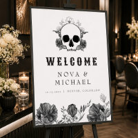 NOVA Gothic Floral Skull Til Death Wedding Willkom