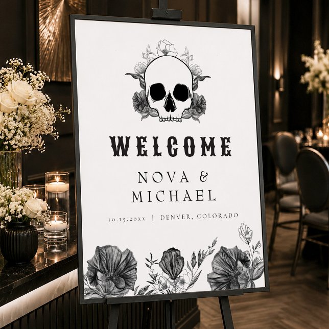 NOVA Gothic Floral Skull Til Death Wedding Willkom Poster (Von Creator hochgeladen)