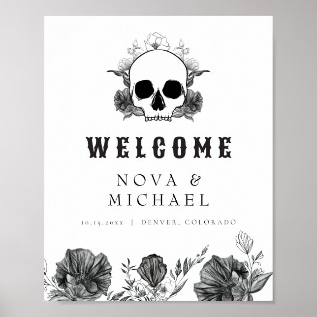 NOVA Gothic Floral Skull Til Death Wedding Willkom Poster (Vorne)