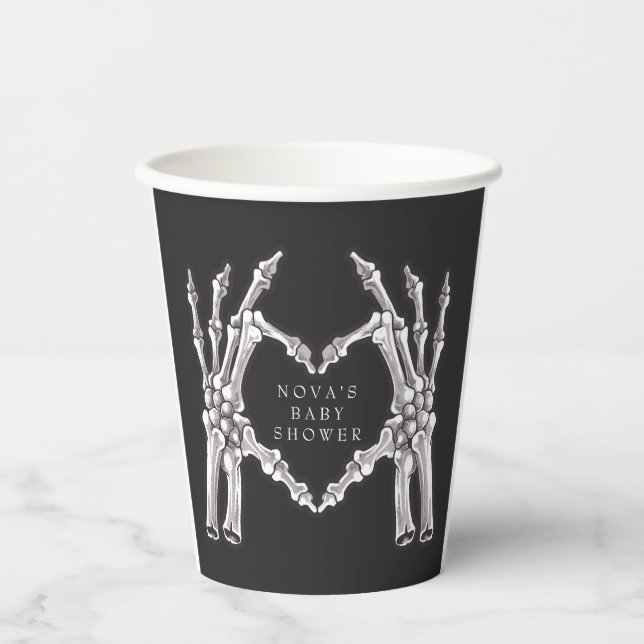 NOVA Halloween Skeleton Heart Hands Baby Dusche Pappbecher (Vorderseite)