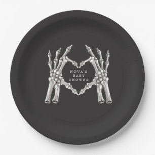 NOVA Halloween Skeleton Heart Hands Baby Dusche Pappteller