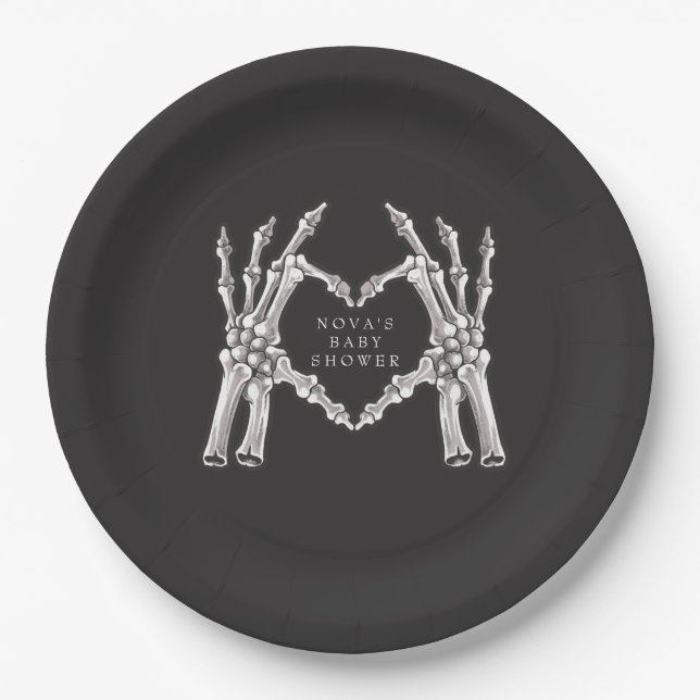 NOVA Halloween Skeleton Heart Hands Baby Dusche Pappteller (Vorderseite)