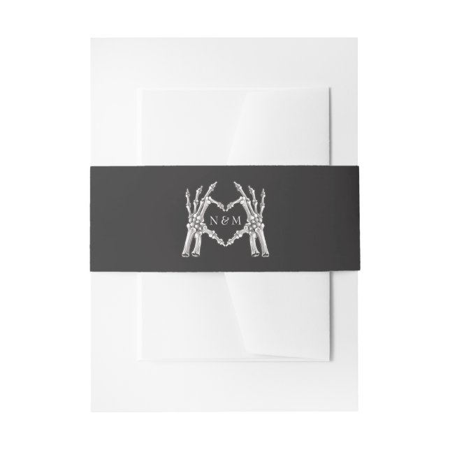 NOVA Halloween Skeleton Heart Hands Hochzeit Einladungsbanderole (Vorderseite Beispiel)