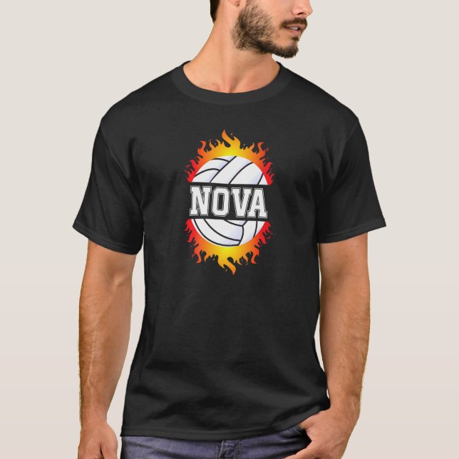 Nova Name Volleyball Player Girls Ball und Net Spo T-Shirt (Vorderseite)