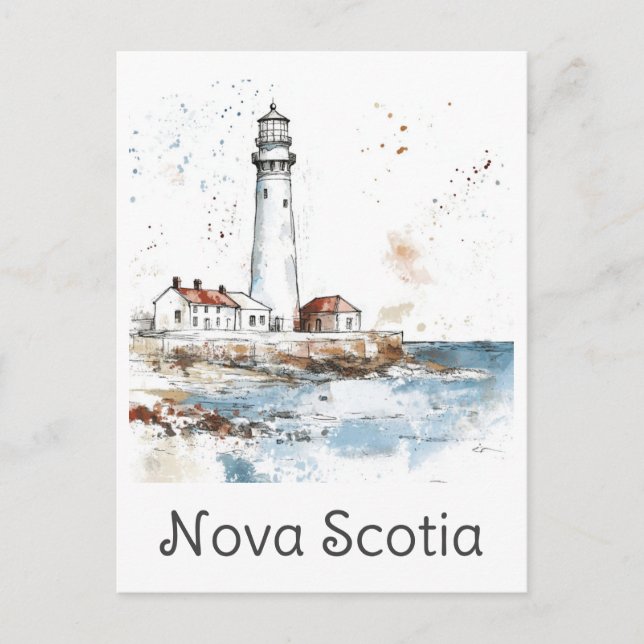 Nova Scotia Canada Lighthouse Watercolor Travel Postkarte (Vorderseite)