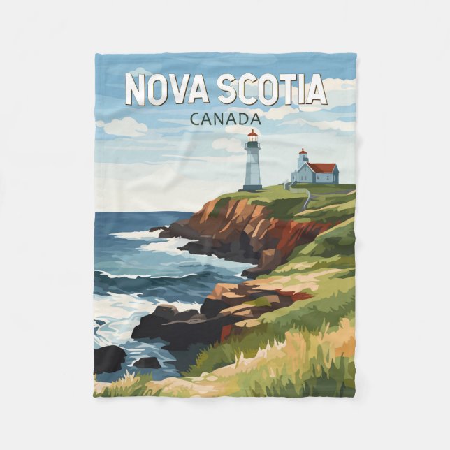 Nova Scotia Canada Travel Art Vintag Fleecedecke (Vorderseite)