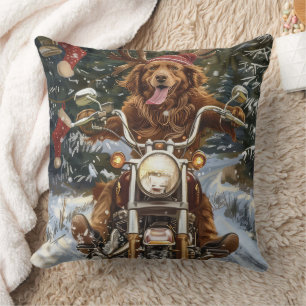 Nova Scotia Dog Riding Motorrad Weihnachten Kissen