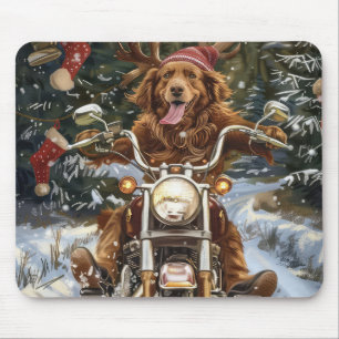 Nova Scotia Dog Riding Motorrad Weihnachten Mousepad