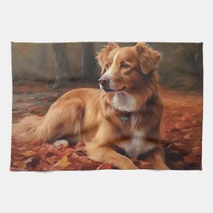 Nova Scotia Duck Terrier im Herbst Leaves Fall Geschirrtuch