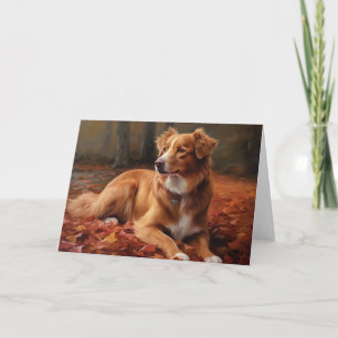 Nova Scotia Duck Terrier im Herbst Leaves Fall Karte