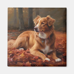 Nova Scotia Duck Terrier im Herbst Leaves Fall Magnet