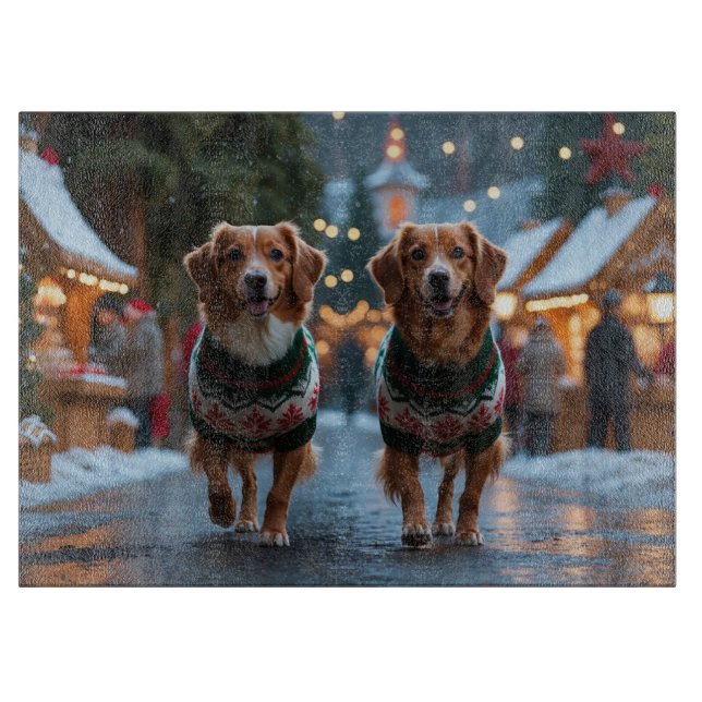 Nova Scotia Duck Toller Christmas Snow Holiday Schneidebrett (Vorderseite)