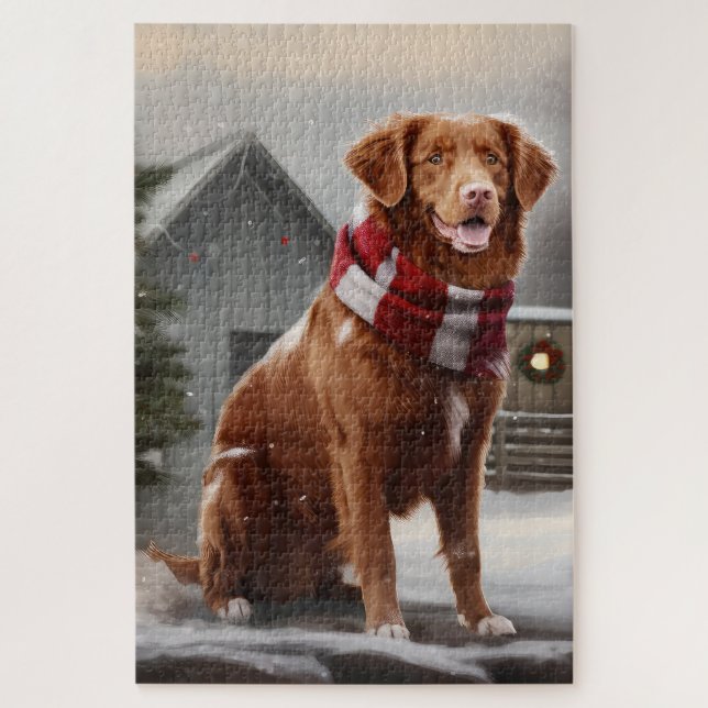 Nova Scotia Duck Toller Dog Schnee Weihnachten (Vertikal)
