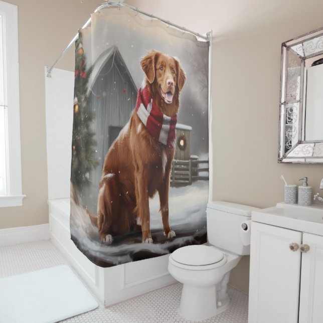Nova Scotia Duck Toller Dog Schnee Weihnachten Duschvorhang (Beispiel)