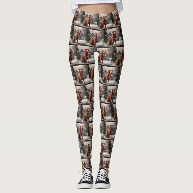 Nova Scotia Duck Toller Dog Schnee Weihnachten Leggings (Vorderseite)