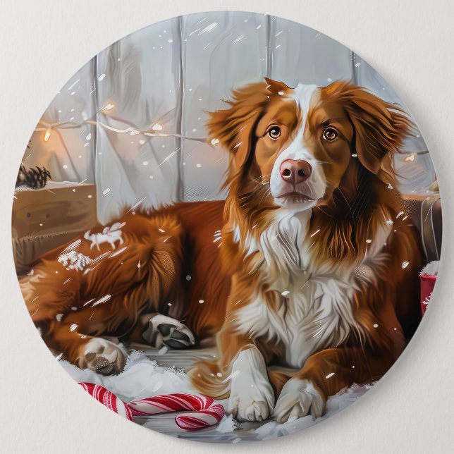 Nova Scotia Duck Toller Dog Weihnachtsfest Button (Vorderseite)