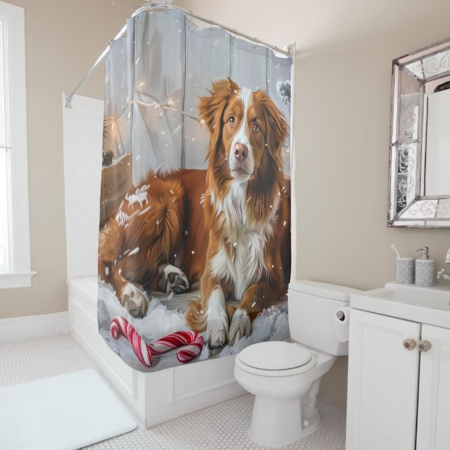 Nova Scotia Duck Toller Dog Weihnachtsfest Duschvorhang (Beispiel)