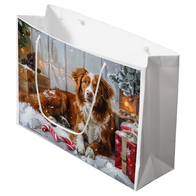 Nova Scotia Duck Toller Dog Weihnachtsfest Große Geschenktüte (Vorderseite Schrägansicht)