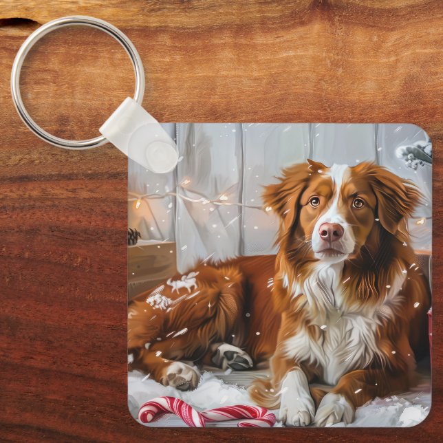 Nova Scotia Duck Toller Dog Weihnachtsfest Schlüsselanhänger (Vorderseite)