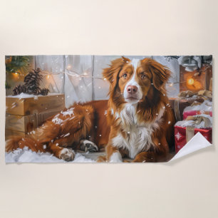 Nova Scotia Duck Toller Dog Weihnachtsfest Strandtuch