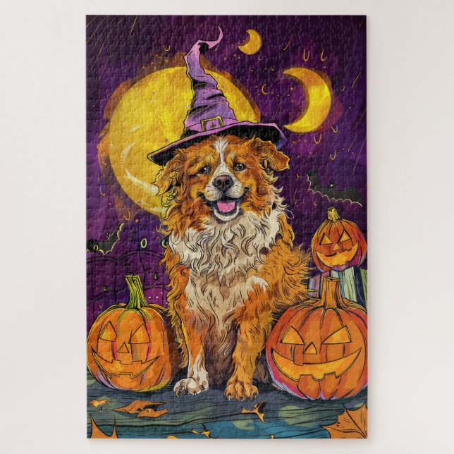 Nova Scotia Duck Toller Halloween HexenkPumpkin (Vertikal)