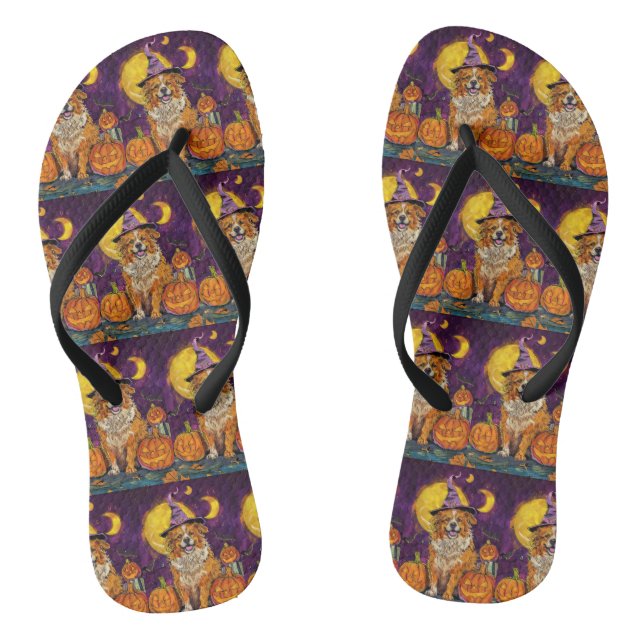 Nova Scotia Duck Toller Halloween HexenkPumpkin Flip Flops (Fußbett)