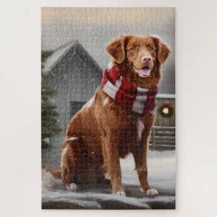 Nova Scotia Duck Toller Hund im Schnee Weihnachten