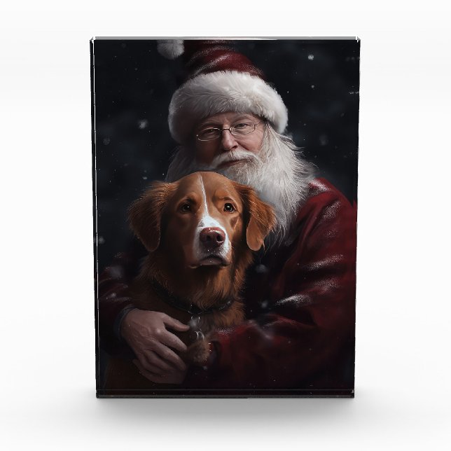 Nova Scotia Duck Toller mit dem Weihnachtsmann fei Fotoblock (Vorderseite)