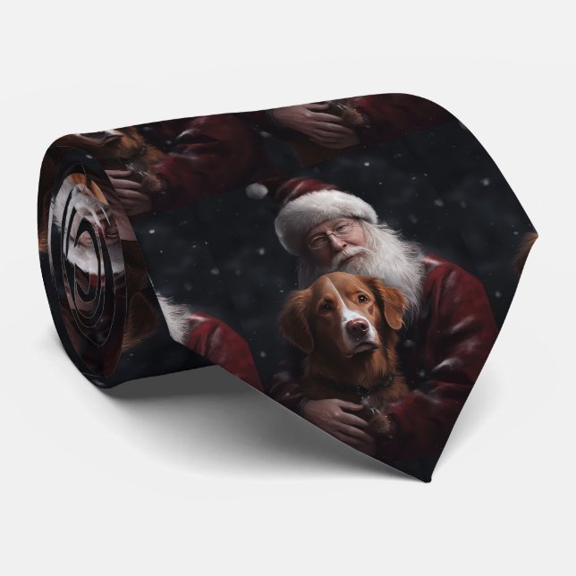 Nova Scotia Duck Toller mit dem Weihnachtsmann fei Krawatte (Gerollt)