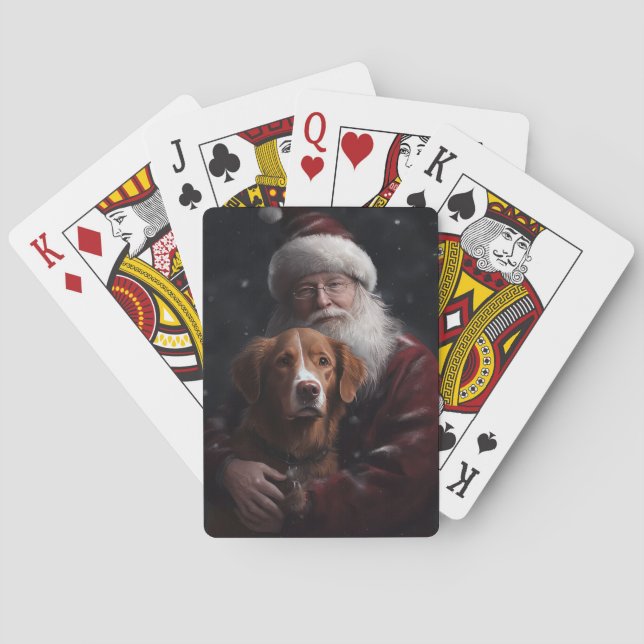 Nova Scotia Duck Toller mit dem Weihnachtsmann fei Spielkarten (Rückseite)
