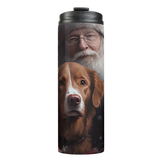 Nova Scotia Duck Toller mit dem Weihnachtsmann fei Thermosbecher (Vorderseite)