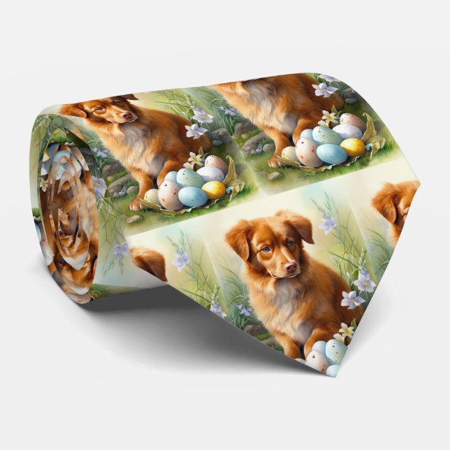 Nova Scotia Duck Toller mit Ostereiern Urlaub Krawatte (Gerollt)
