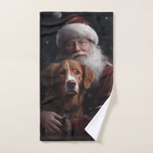 Nova Scotia Duck Toller mit Santa Claus Festlich Badhandtuch Set