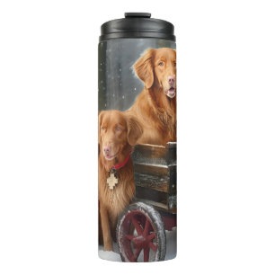 Nova Scotia Duck Toller Retriever Schnee-Schlitten Thermosbecher