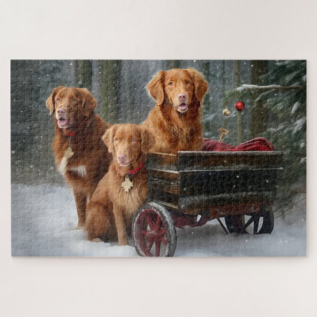 Nova Scotia Duck Toller Retriever Snowy Sleigh (Horizontal)