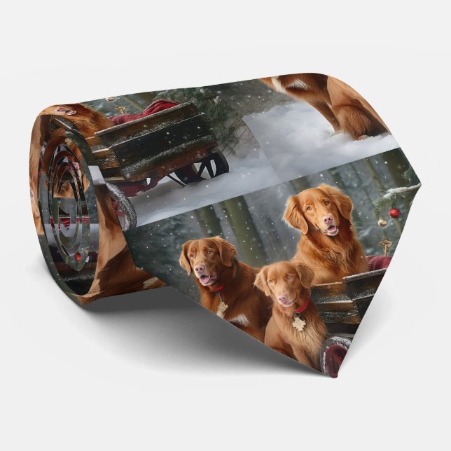 Nova Scotia Duck Toller Retriever Snowy Sleigh Krawatte (Gerollt)
