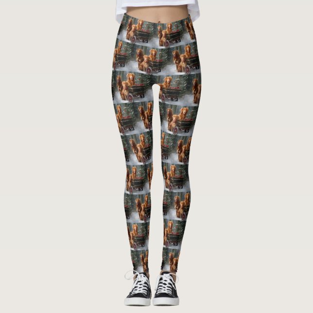 Nova Scotia Duck Toller Retriever Snowy Sleigh Leggings (Vorderseite)