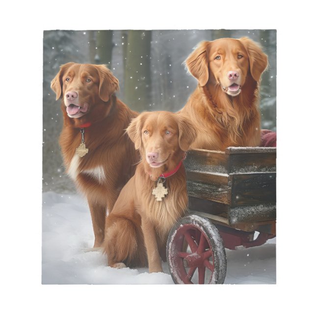 Nova Scotia Duck Toller Retriever Snowy Sleigh Notizblock (Vorderseite)