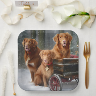 Nova Scotia Duck Toller Retriever Snowy Sleigh Pappteller