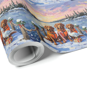 Nova Scotia Duck Toller Weihnachten Gefrorener See Geschenkpapier