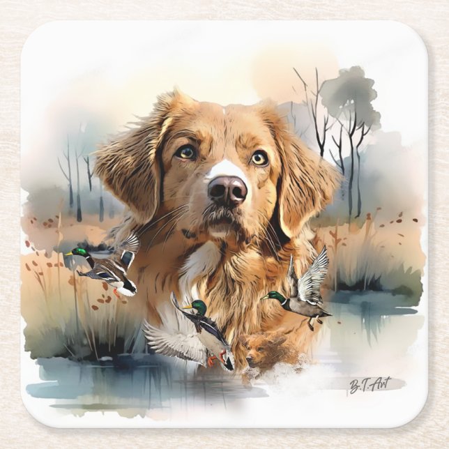 Nova Scotia Duck Tolling Retriever, Art Rechteckiger Pappuntersetzer (Vorderseite)