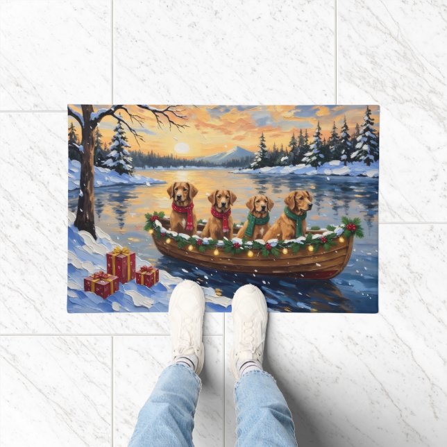 Nova Scotia Duck Tolling Retriever Christmas Boat  Fußmatte (Indoor)