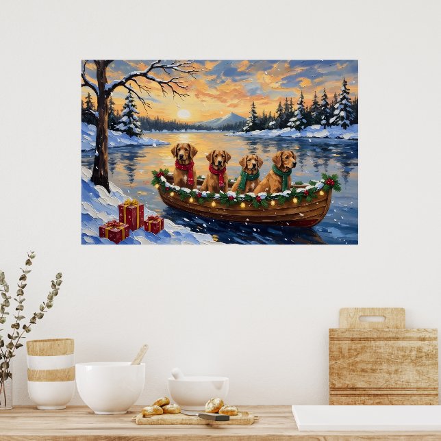 Nova Scotia Duck Tolling Retriever Christmas Boat  Poster (Küche)