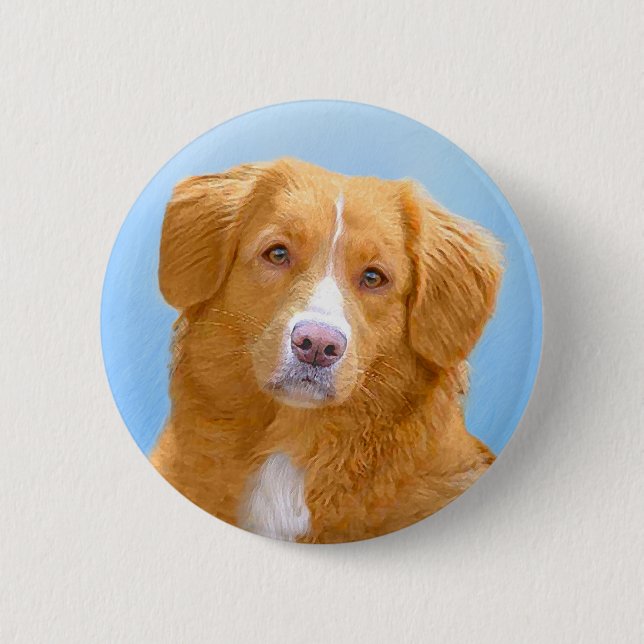 Nova Scotia Duck Tolling Retriever Dog Painting Button (Vorderseite)